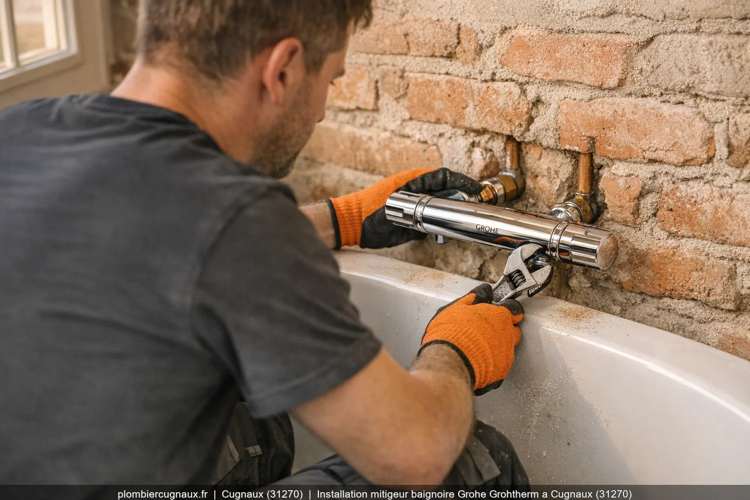 Installation mitigeur baignoire Grohe Grohtherm a Cugnaux (31270)