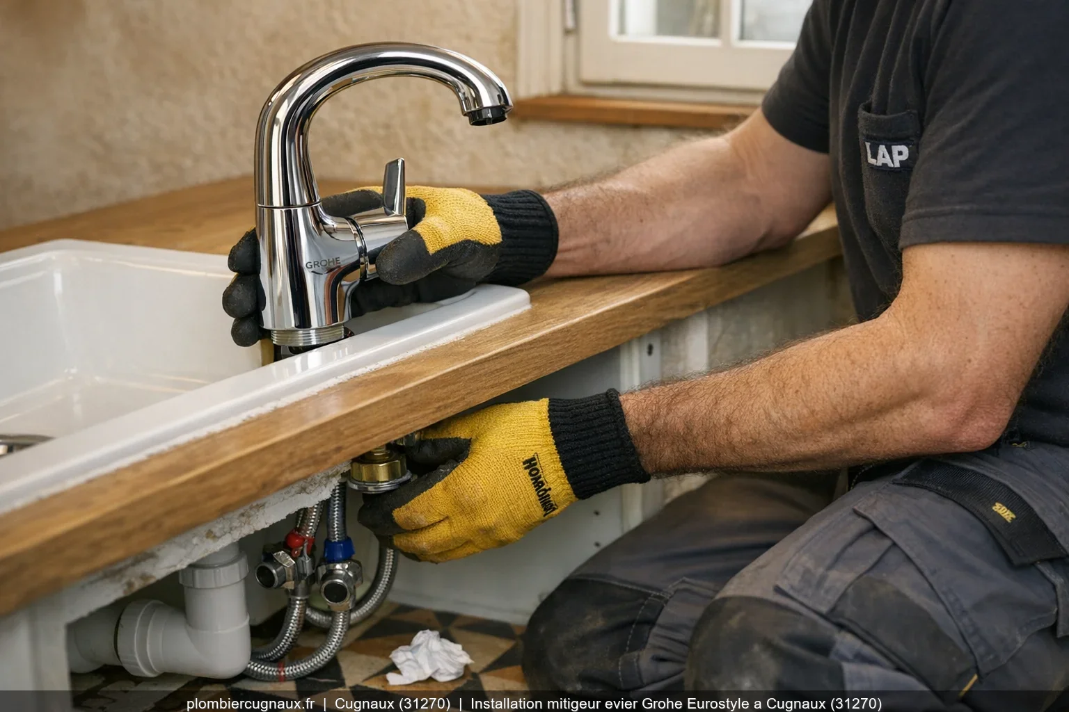 Installation mitigeur evier Grohe Eurostyle a Cugnaux (31270)